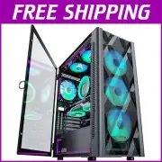 Premium Black Mid-Tower PC Case with Innovative ARGB Lighting & Easy Access