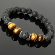 Fashion Tiger Eye Lava Stone Beaded Bracelet Men Simple Handmade 10mm Bracelets