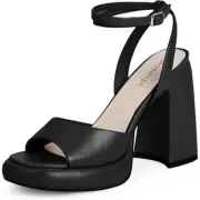 Platform Heels Sandal Women Chunky Heel, Open Round Toe Ankle Strap Black SZ 8.5