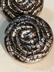 Vintage Le Bouton Buttons 3 Metal Ant Nickel Textured Rose Silvertone 3/4" Shank