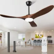 Ceiling Fans with Lights and Remote, 3 Solid Wood Blades, Outdoor Wooden Ceil...