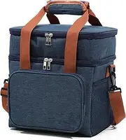 2 Compartments Lunch Bag for Women Men,Large Insulated Lunch Box for Adult Leakproof Reusable Lunch Tote Bag Waterproof Cooler Bag with Adjustable Shoulder Strap(Blue)
