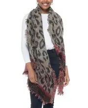 INC International Concepts Women's Leopard Sequin Wrap Scarf, Multicolor, OS