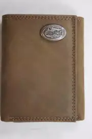 ZEP PRO Florida Gators Crazy Horse Leather trifold Wallet billfold Tin Box