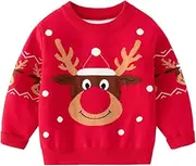 [Fandecie] Children's Christmas Sweaters Boys Sweater Santa Elk Pullover Kids Knited Crewneck Sweatshirt 2-7 Y
