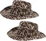 [VERDANVERSE] 2pcs Leopard Print Hat Stylish Decorative Hat for Parties Cosplay Events Breathable Cloth for Comfort Unique Animal Print Design for Memorable Impressions