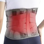 HONGJING Back Support Brace with Heating for Lower Back Pain Relief, Heated Lumbar Compression Belt Built-in 7 Metal Stays 5000mAh Rechargeable Battery, for Herniated Disc & Scoliosis Pain Relief