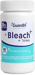 GuardH Bleach Tablets - 40 Count. Bleach for Laundry and Multipurpose Cleaning.