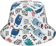 [FRODOTGV] Cute Monster Womens Winter Faux Fur Bucket Hat Warm Fuzzy Bucket Hat Fisherman Hat for Women Men (User), Cute Monster, One Size