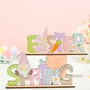 Wooden Easter / Spring Rabbit & Gnome Shelf Sitter