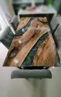 Gray Epoxy River Table Top, Epoxy Dining Table, Walnut Wood Epoxy Table