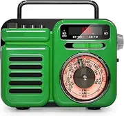 Emergency Radio Battery Powered, 2000mAh Power Bank Solar Hand Crank Weather Radios, Bluetooth Speaker SOS Alarm, LED Flashlight,Green