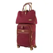 Samantha Brown Vintage 2 Piece Tweed Luggage Set Burgundy Red NEW NWT Travel