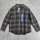 Eddie Bauer Flannel Shirt Men's Size Large Mocha Overland Plaid Long Sleeve