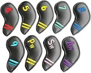 Ｓｉｍｈｏａ 9 Pieces Golf Club Head Covers Headcover Golf Accessory Travel Case Colorful Number
