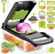 Senbowe Vegetable Chopper, Multifunctional 16-in-1 Food Choppers Onion Chopper Vegetable Slicer Cutter Dicer Veggie Chopper with 8 Blades,Colander Basket,Container for Salad Potato Carrot Garlic