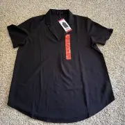 Hilary Radley Women’s Short Sleeve V Neck Black Top Size M