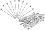 uxcell 500Pcs Silver Plated Ball Head Pins Jewelry Making 24 Gauge 40mm Wire Head Pins Brass Round Ball Head Pins Metal End Head Pins for DIY Craft Necklaces Bracelets Earrings