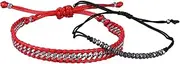 [KELITCH] 2 Pcs Boho Metal Beads Chain Leather Bracelets Handmade Adjustable Friendship Bracelets Charm Jewelry