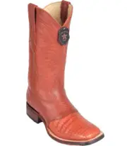 Los Altos COGNAC Caiman Crocodile Square Toe TPU Rubber Sole Western Boot D