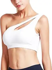 [RUNNING GIRL] One Shoulder Sports Bra Workout Yoga Bra Sexy Cute Medium Support