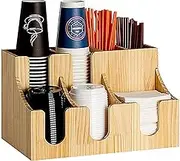 Coffee Station Coffee Condiment Organizer 7 Compartments for One A Very Professional Coffee Program Presentation Arylic or Bamboo Wood Material for Store Office Home and Breakroom