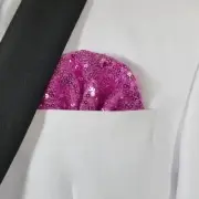 NEW - Men's Sequin Pre-Folded Pocket Square Insert - Hot Pink
