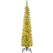 Costway 1.5M Artificial Christmas Tree Pre-lit Pencil Tree Xmas Decor w/296 Tips Home Office Party