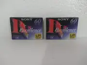 2 Sony Excellence miniDV DVC 60 min Cassette Tapes DVM60EX2 LP 90