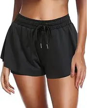 [SGQTZDZQ] Swim Shorts Women, High Waisted Flattering Slit Women's Swim horts, Quick Dry with Liner Board Shorts