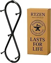 RTZEN Farmhouse Small Key Holder for Wall - Handcrafted Swirl Decorative 5 Key Hooks for Home Entryway - Wrought Iron Wall Mount Rack Purse Coat and Leash Holder or Organizer (Infinity Black)