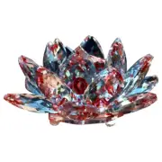 Crystal Lotus Flower Figurine Valentine Wedding Decor Glass Craft5250