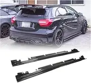 Side Skirts 2PCS Real Carbon Fiber Side Skirts Panel Extension Body Kit Lip Compatible for Mercedes Benz W176 A200 A250 W117 C117 CLA A 200 180 250