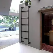 4ft 5ft 6ft 7ft 8ft 9ft Emergency Fire Climbing Ladder Bunk Bed Ladder for Home Loft, Wall Mounted Metal Round Iron Pipe Step Ladder, Hamankim Heavy Duty Basement Window Well Egress Ladder(120cm/47in)