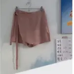 RAW-ECOPROJECT 玫瑰石英粉綁帶 棉麻 短褲裙