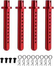 Metal RC Car Shell Column Mount Body Post Holder with R Clips Compatible with 1/10 RC Crawler Car Axial SCX10 Upgrade Upgrade Shell Column (Color : B Red)