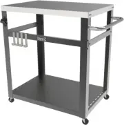 NUUK Double-Shelf Movable Outdoor Dining Cart Table, 20" X 30" Stainless Steel C