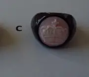 Master carved Cameo Ring bezel set into black ceramic size 6.5