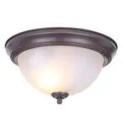 HOME DEPOT 11 in. 1-Light Oil Rubbed Bronze Flush Mount Light, Tea Stained Glass