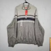 Izod Sweater Womens 2XL Grey Geometric Graphic Pullover Quarter Zip Plus Size
