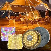 Camping String Lights, 2 in 1 Outdoor Camping Lights USB Rechargeable 8M Tent Lights String with 8 Lighting Modes Waterproof Portable LED Lamp for Camping Essentials Gear AWN Tent RVs Travel Holiday