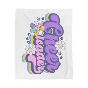 Purple and Pink Cheer Cheerleading Blanket, Allstar Cheerleader Gift Retro Style
