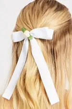 White Rosette Bow Hair Clip