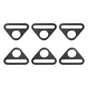 1.26" Adjuster Triangle with Bar Swivel Clip D Dee Ring Buckle, 6Pcs Black