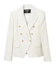 logo-embroidered double-breasted blazer 14Y,13Y White