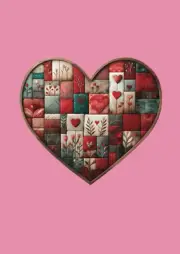 A4 Notebook - Quilt Heart - Pink Cover - 8.27 X 11.69 Inch