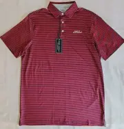 Simply Southern Performance Shirt Red/Navy Blue Striped Polo Stretch Mens Size L