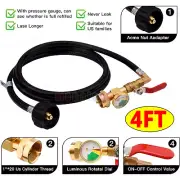 1Lb To 20Lb Propane Refill Adapter Extension Hose with Gauge On-Off Control 4FT