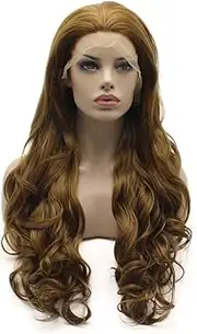 Lace Front Synthetic Wig Wavy Long 70cm Honey Blonde Wig Full Density Half Hand Tied Heat Friendly Wig