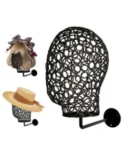 Wall Mount Hat Stand Metal Hollow Mannequin Head Stand Hanging Wig Holder 21I...
